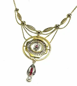 Collier Or jaune Diamants Rubis
