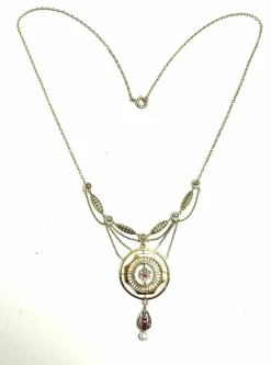 Collier Or jaune Diamants Rubis
