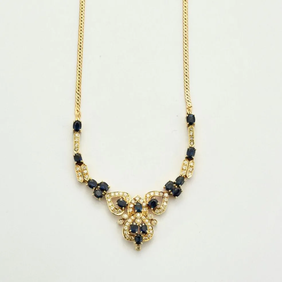 Collier Or jaune Diamants Saphir