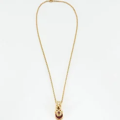 Collier or jaune diamants rubis