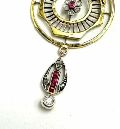 Collier Or jaune Diamants Rubis