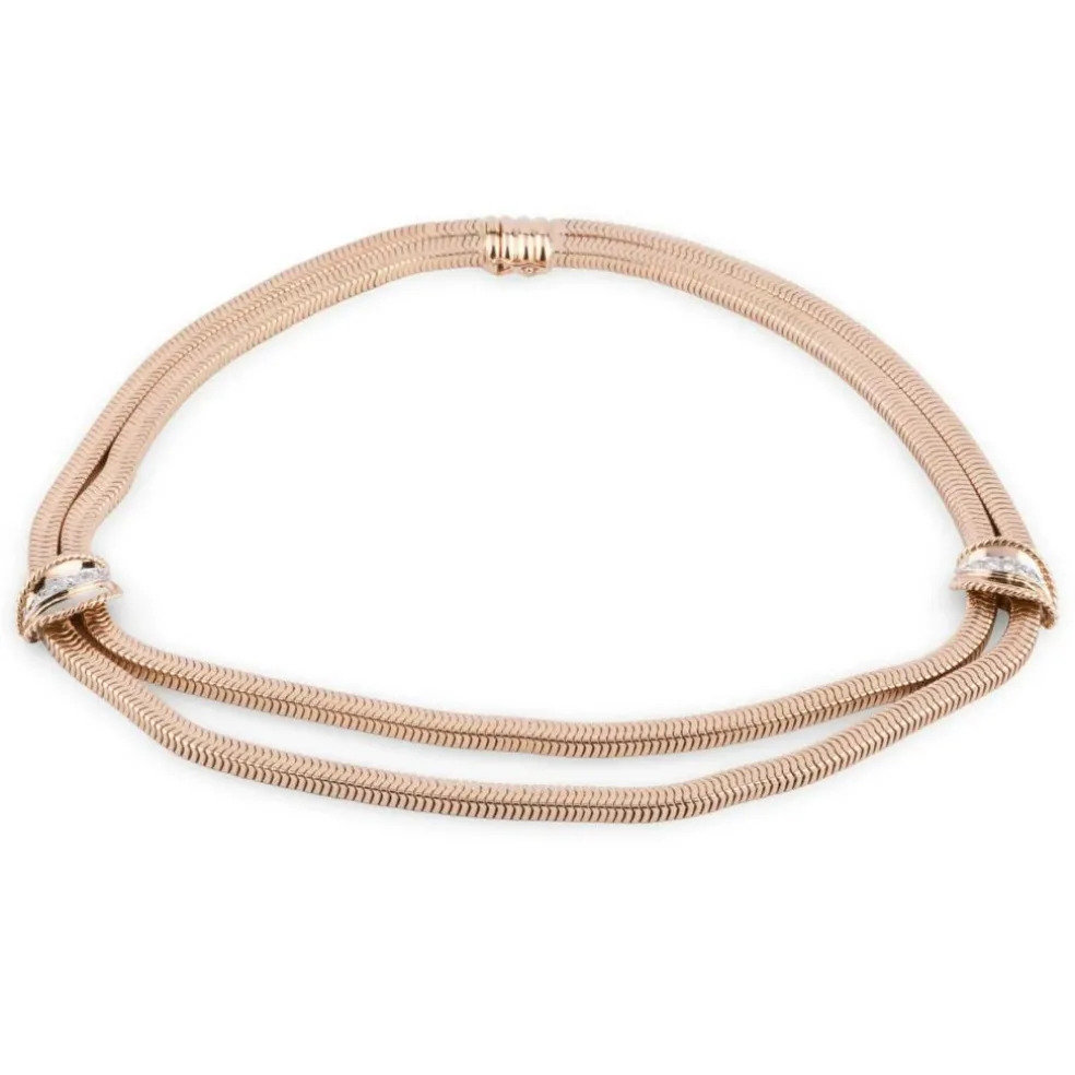 Collier or jaune double rang maillon lisse