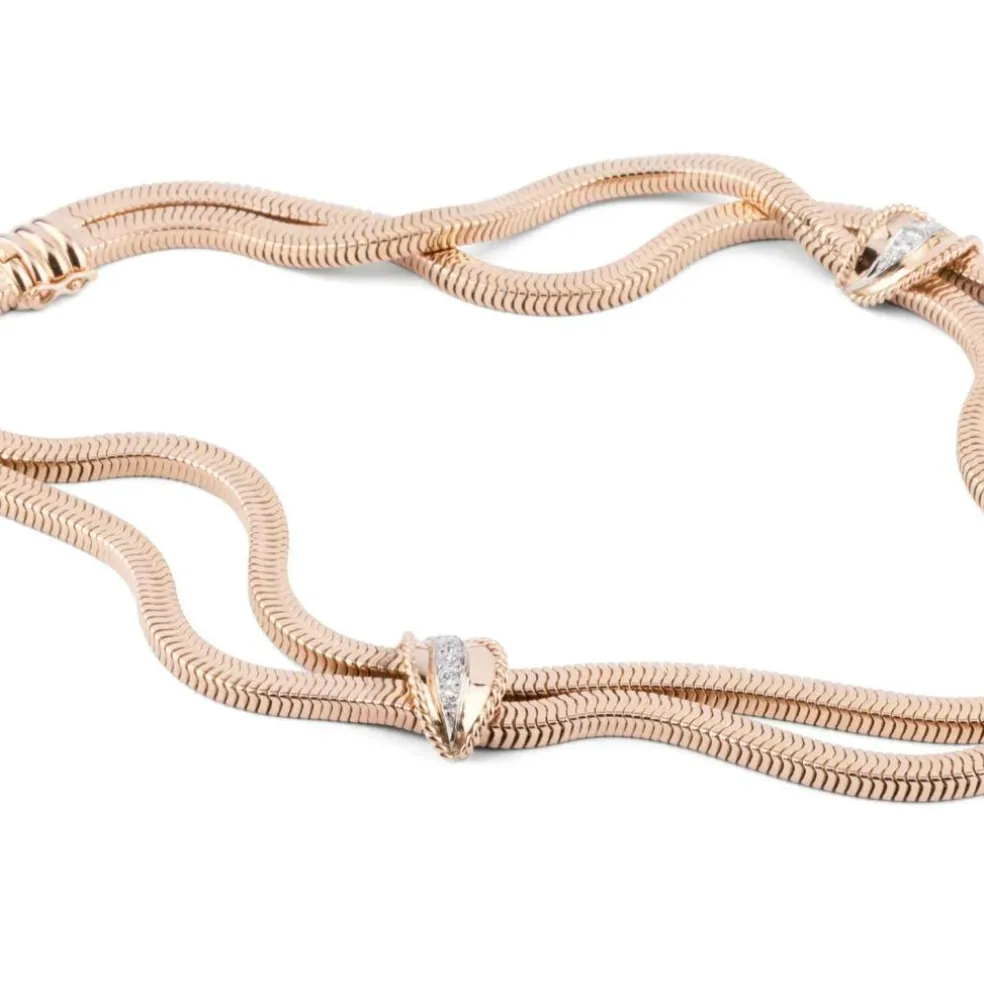 Collier or jaune double rang maillon lisse