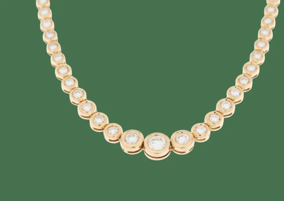 Collier or jaune et 99 diamants certificat HRD