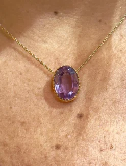 Collier or jaune et améthyste