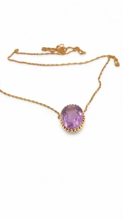 Collier or jaune et améthyste