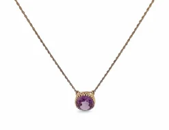 Collier or jaune et améthyste