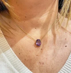 Collier or jaune et améthyste