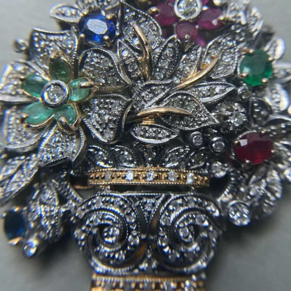 Collier or jaune et argent diamants