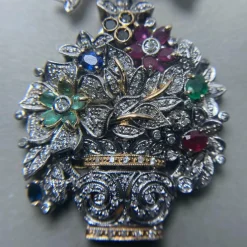 Collier or jaune et argent diamants