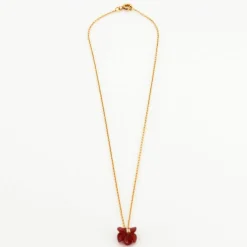 Collier or jaune et cornaline