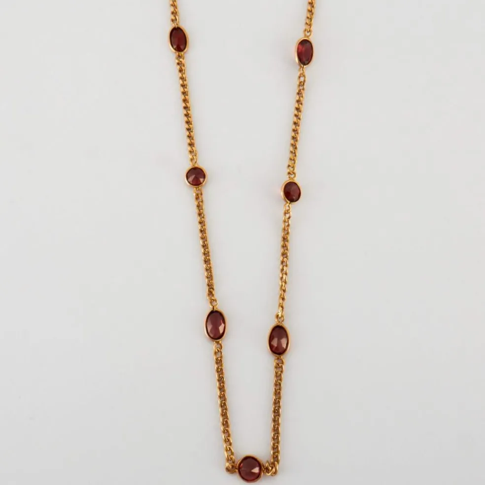 Collier or jaune et grenats