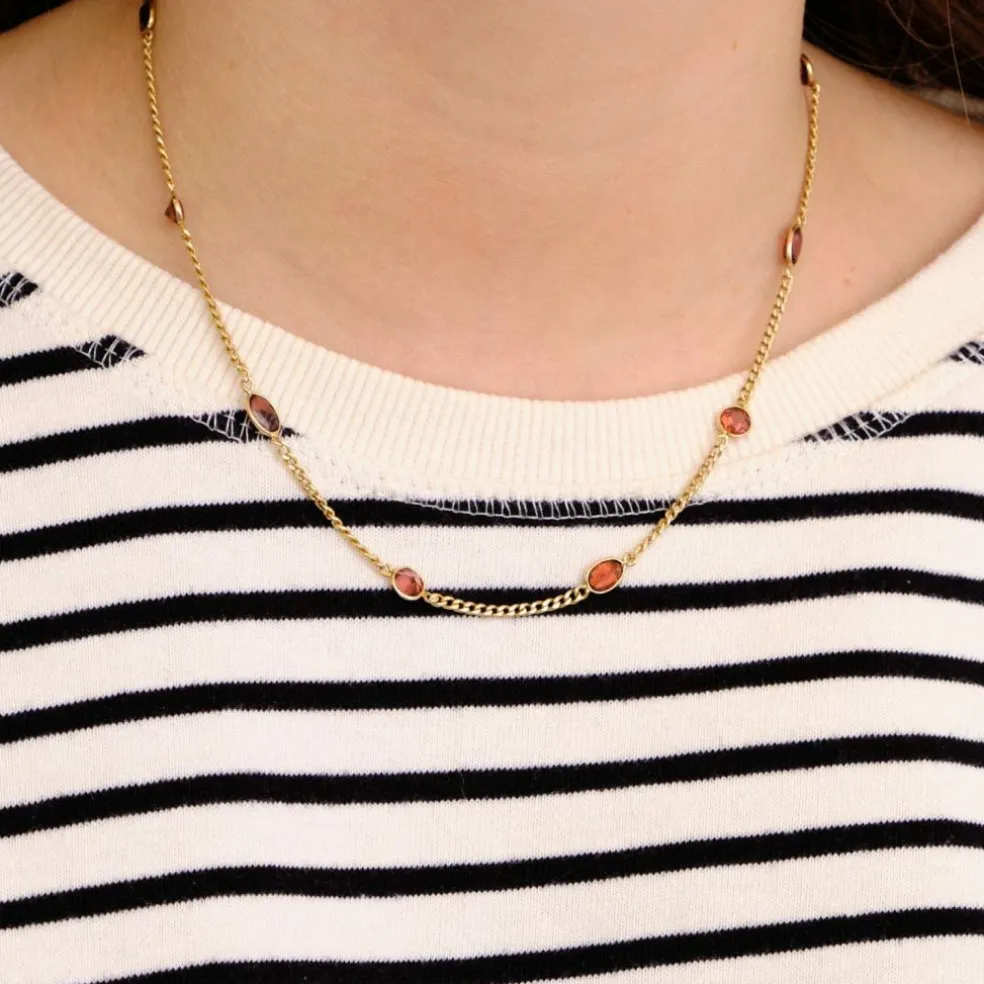Collier or jaune et grenats