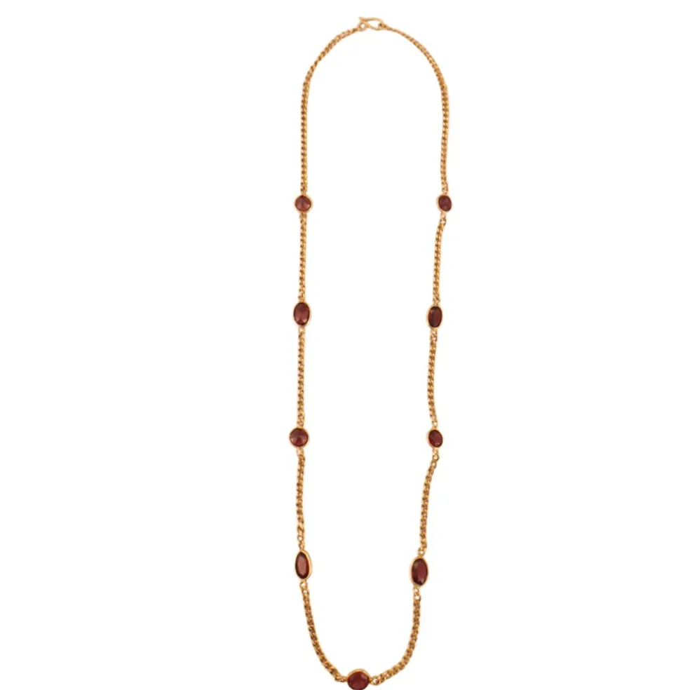 Collier or jaune et grenats