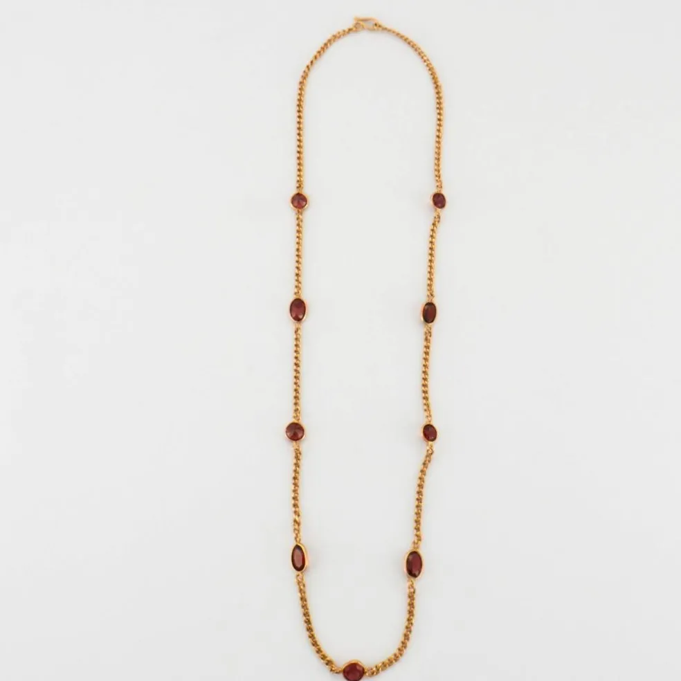Collier or jaune et grenats