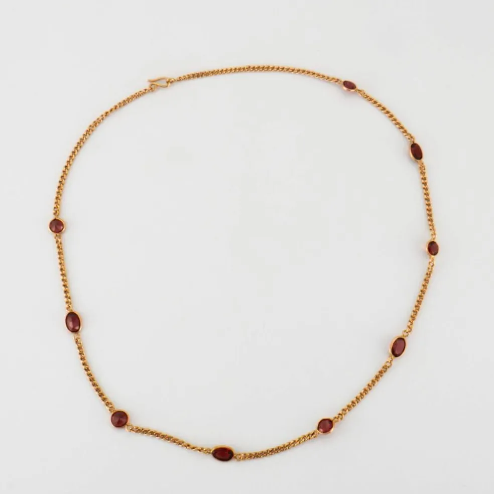 Collier or jaune et grenats