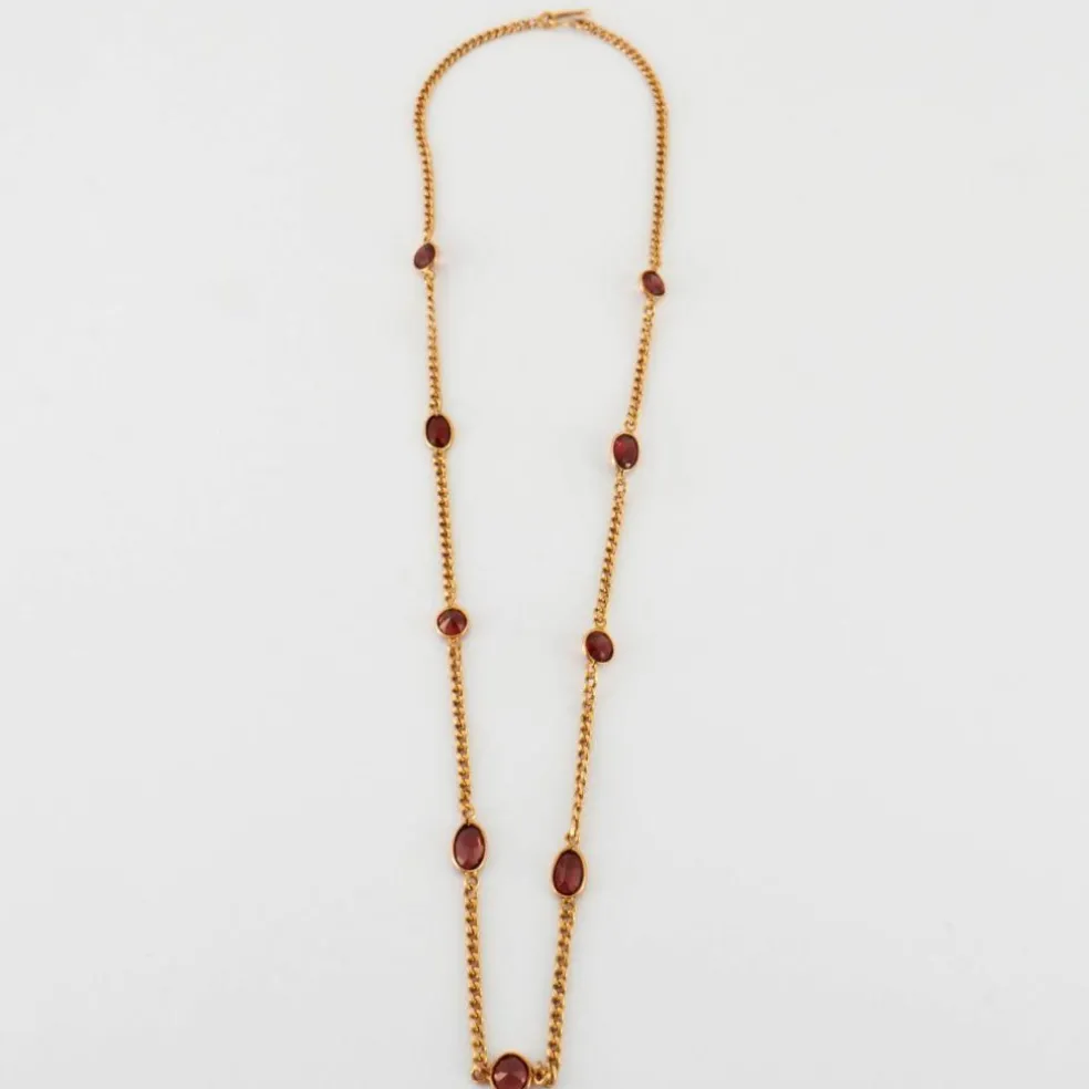 Collier or jaune et grenats