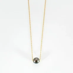 Collier or jaune et Perle de Tahiti