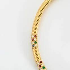 Collier or jaune et pierrres précieuses