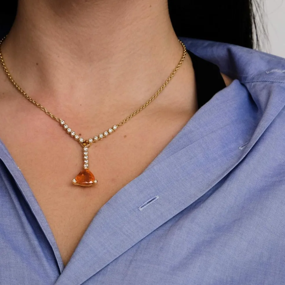 Collier Or Jaune Grenats & Diamants