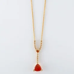 Collier Or Jaune Grenats & Diamants