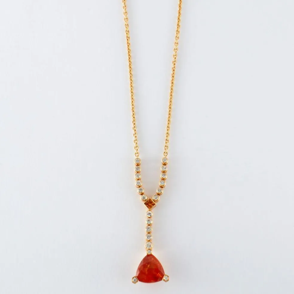 Collier Or Jaune Grenats & Diamants