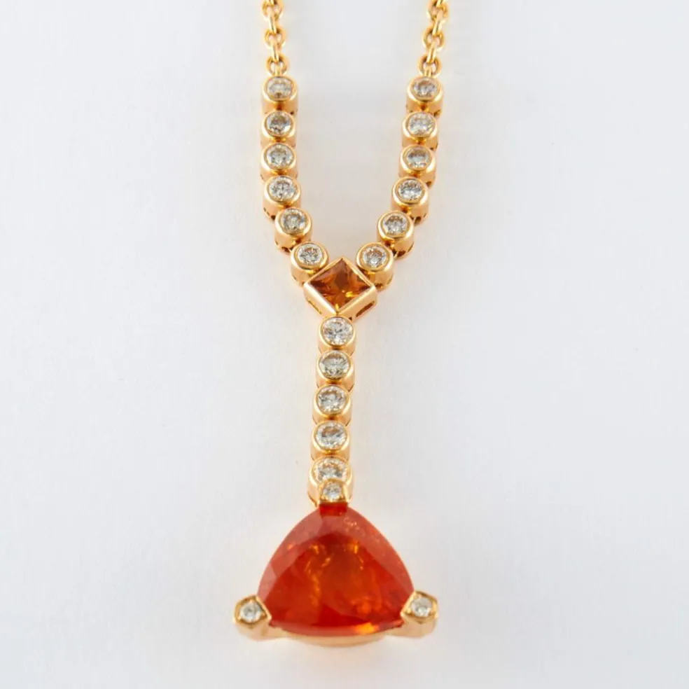 Collier Or Jaune Grenats & Diamants