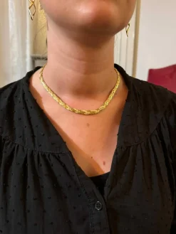 Collier Or jaune Lisse et Sablé