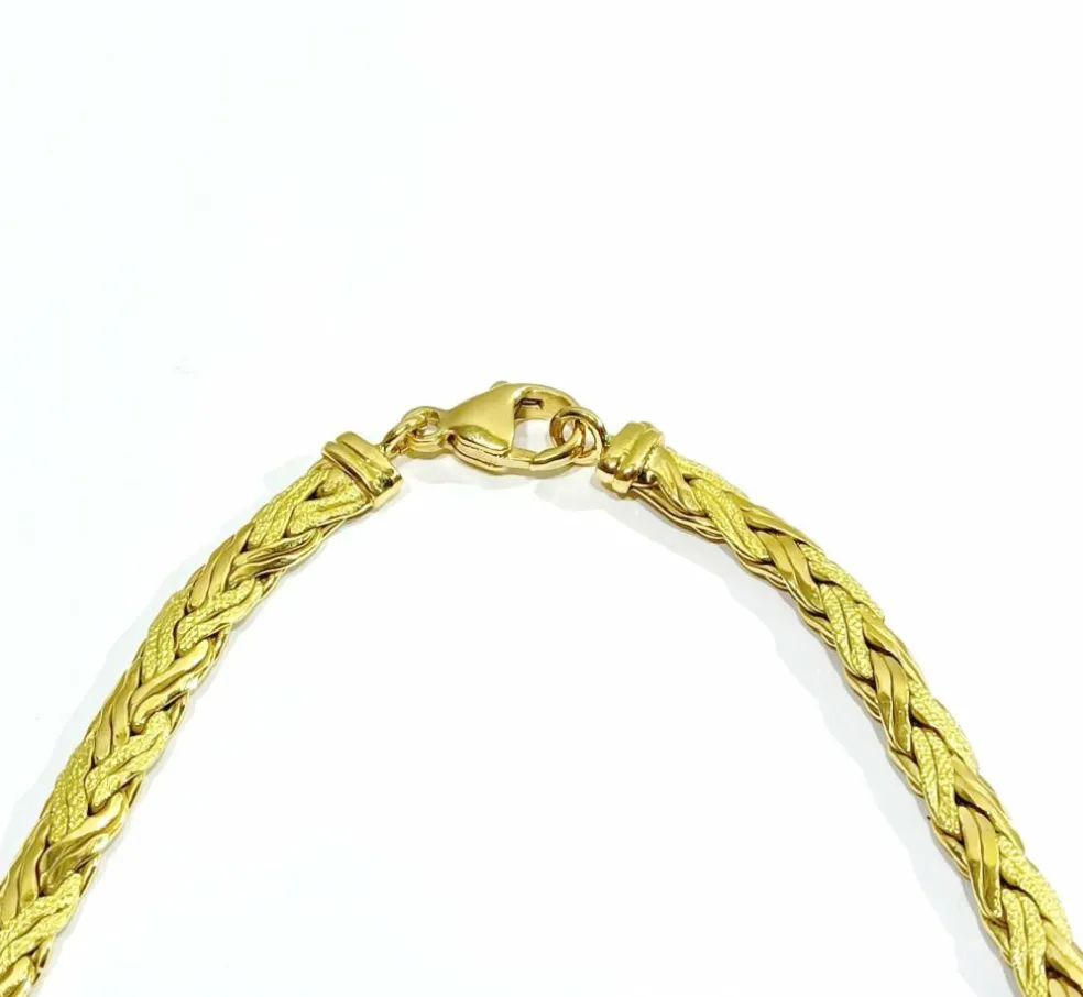 Collier Or jaune Lisse et Sablé