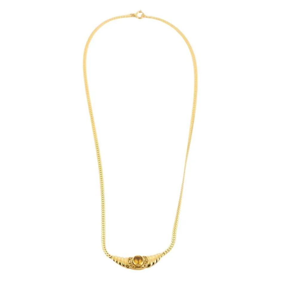 Collier or jaune maille cobra saphir