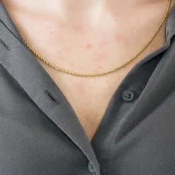 Collier or jaune maille cordelette