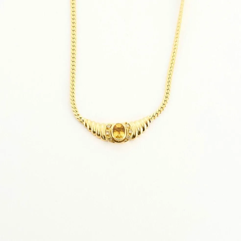 Collier or jaune maille cobra saphir