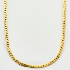 Collier or jaune maille gourmette plate