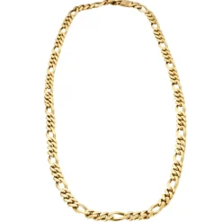 Collier or jaune maille gourmette alternée 3+1