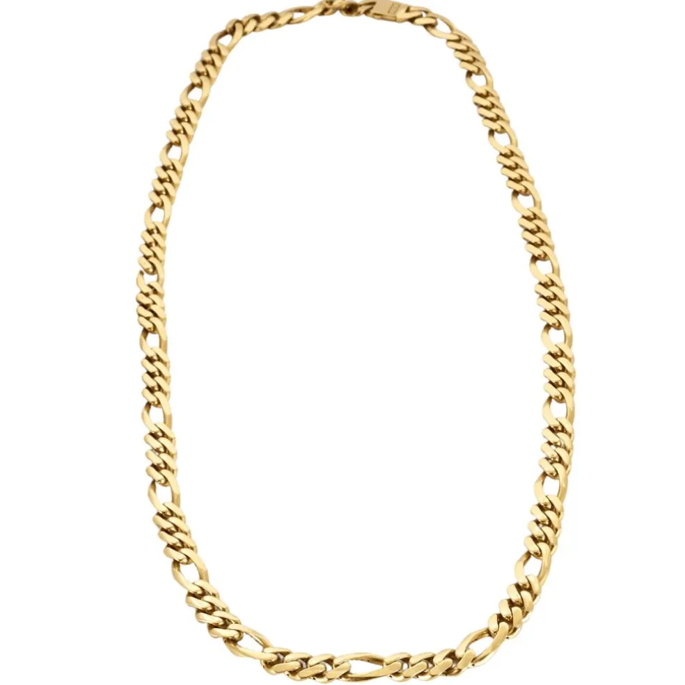 Collier or jaune maille gourmette alternée 3+1