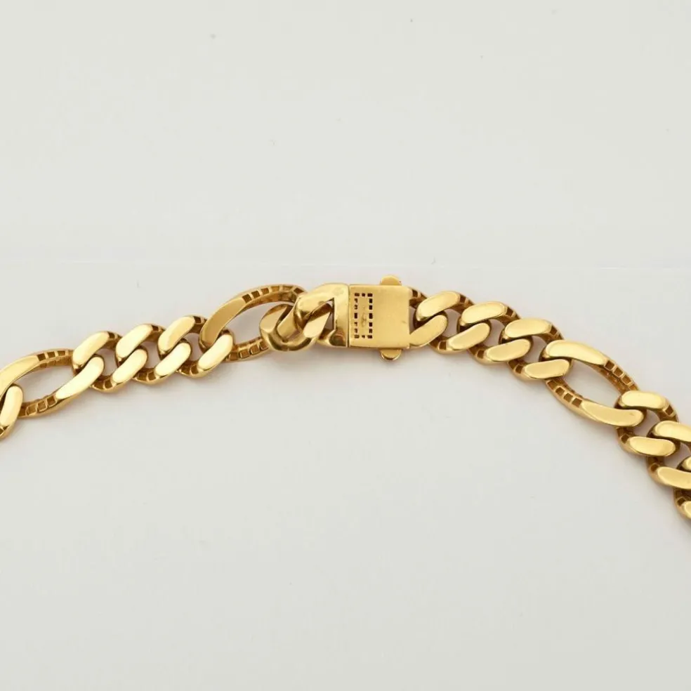 Collier or jaune maille gourmette alternée 3+1