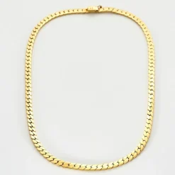 Collier or jaune maille gourmette plate