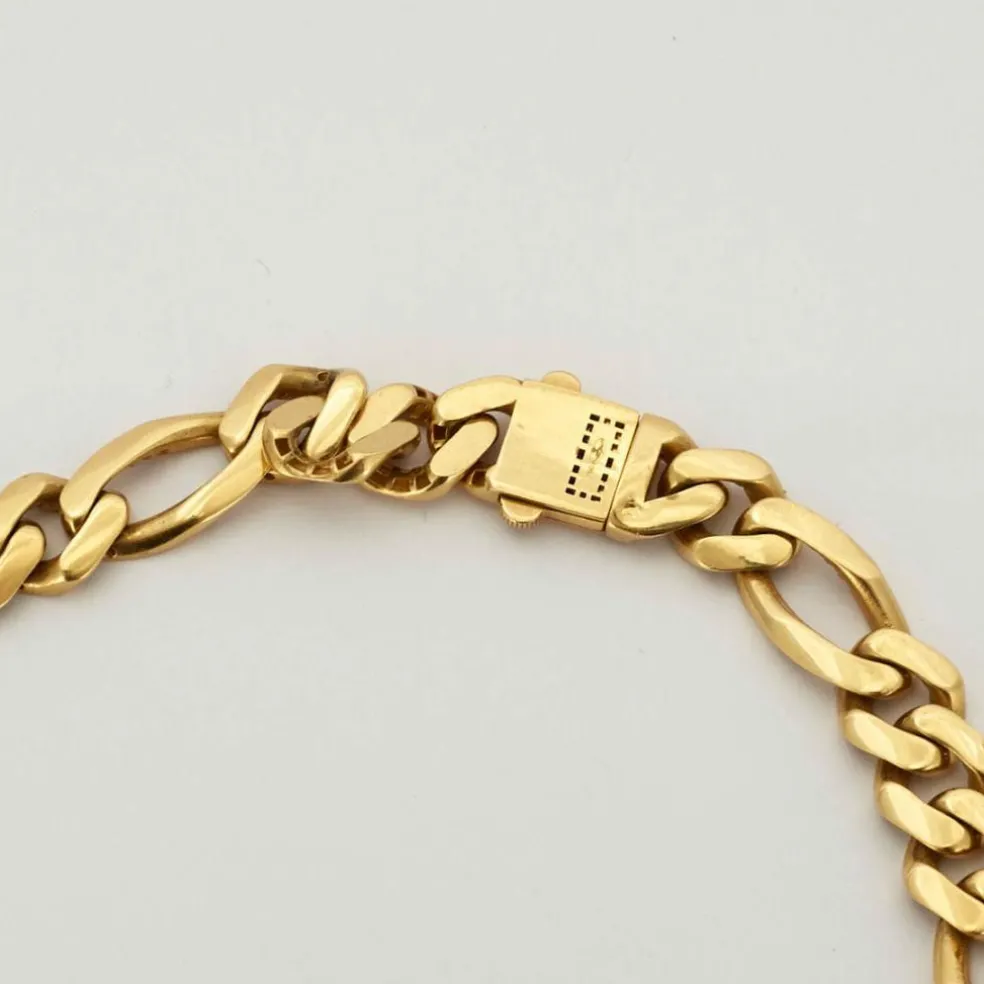 Collier or jaune maille gourmette alternée 3+1