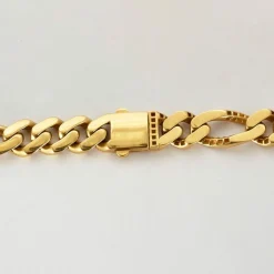 Collier or jaune maille gourmette alternée 3+1
