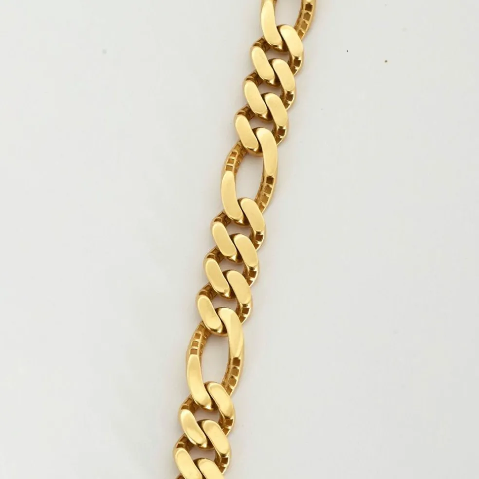 Collier or jaune maille gourmette alternée 3+1