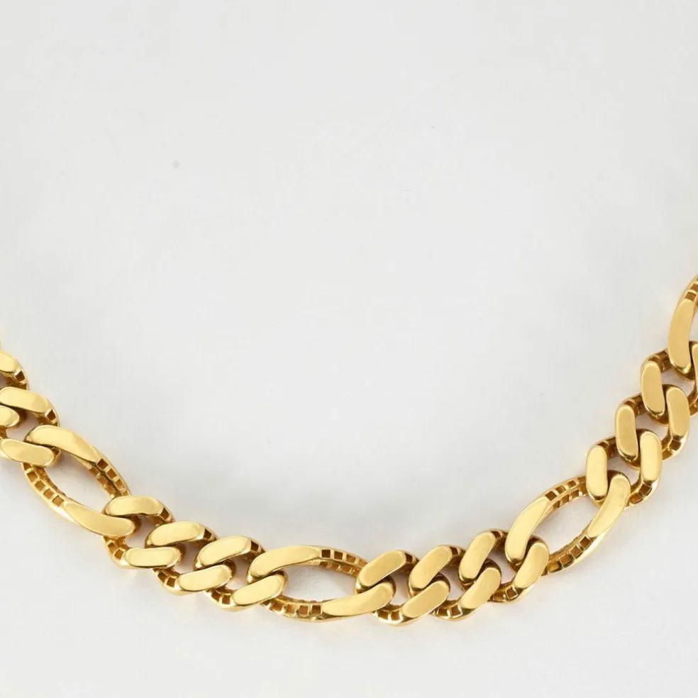 Collier or jaune maille gourmette alternée 3+1