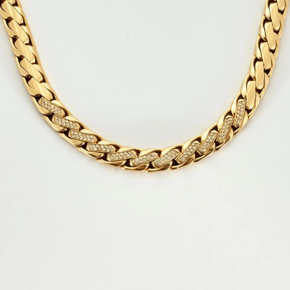 Collier or jaune maille palmier