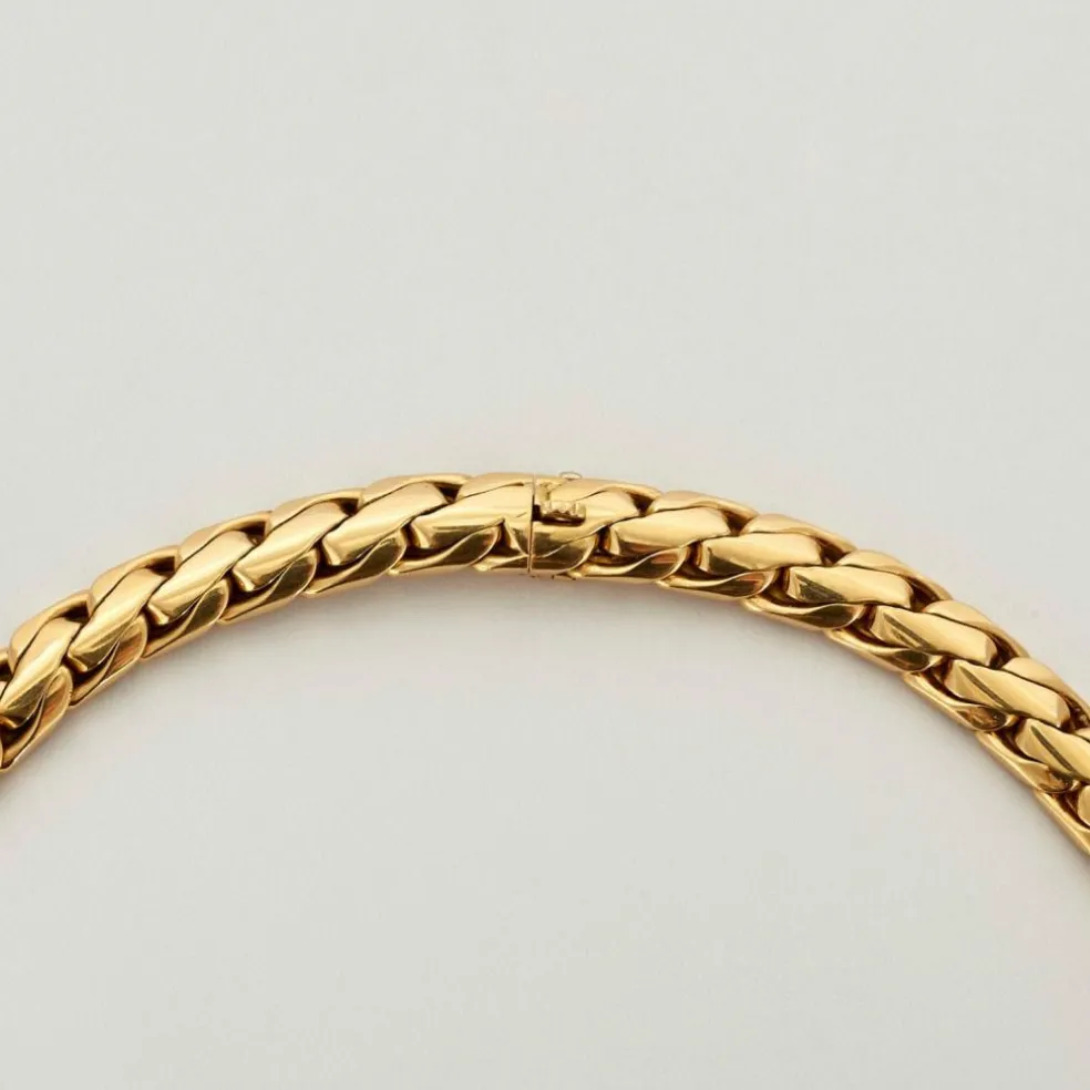 Collier or jaune maille palmier