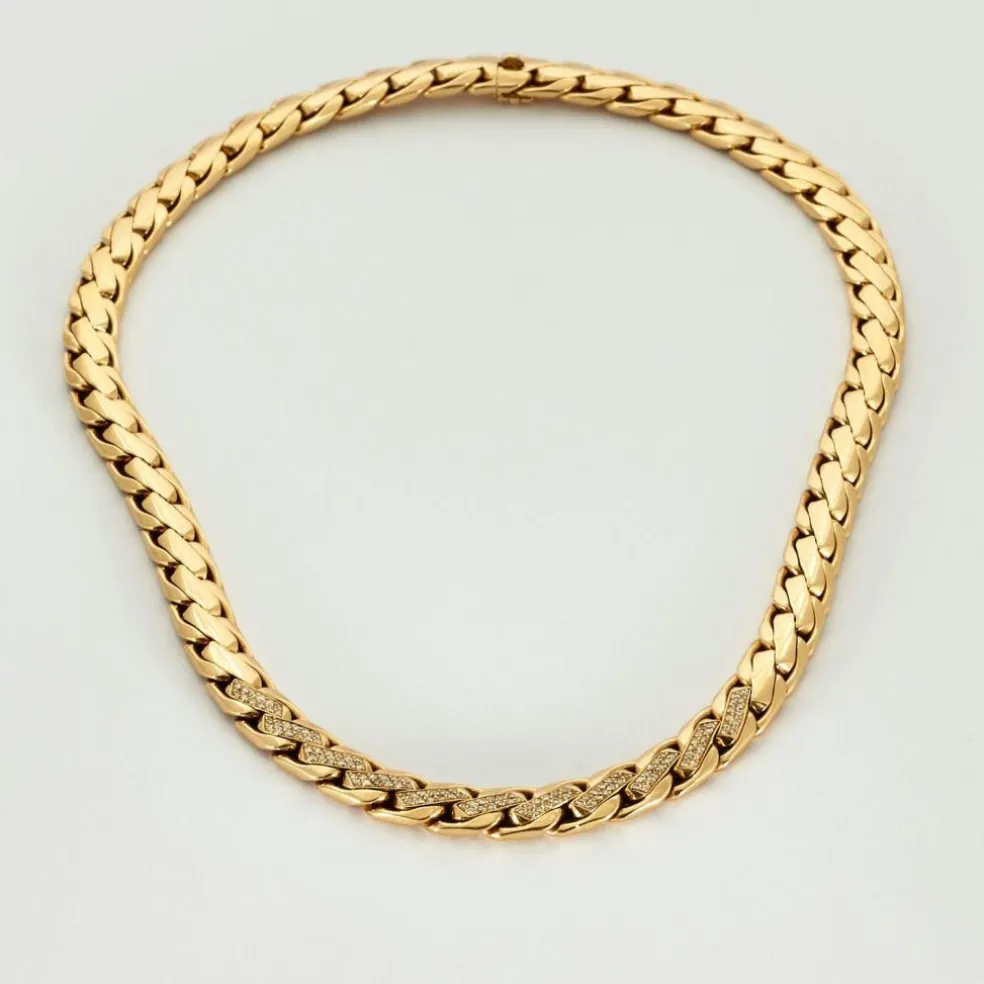 Collier or jaune maille palmier