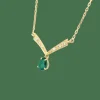 Collier or jaune, émeraude et diamants