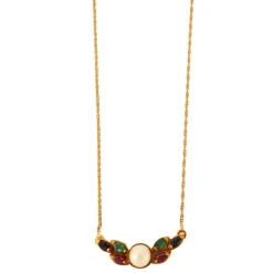 Collier or jaune perle saphirs rubis émeraudes