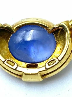 Collier Or jaune Perles Saphir cabochon