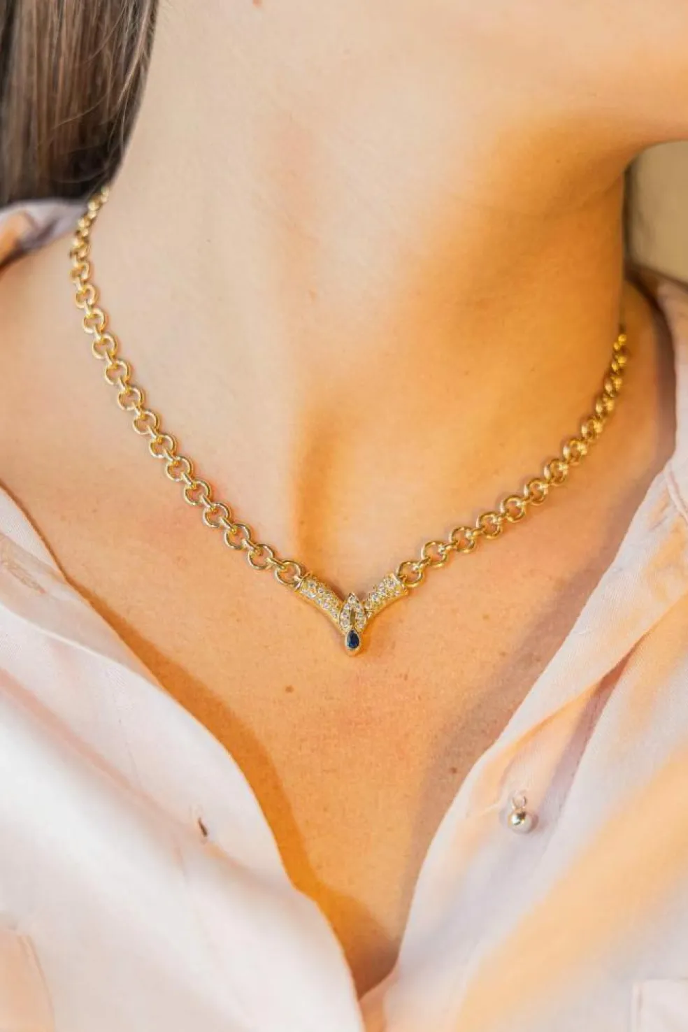 Collier Or jaune Saphir