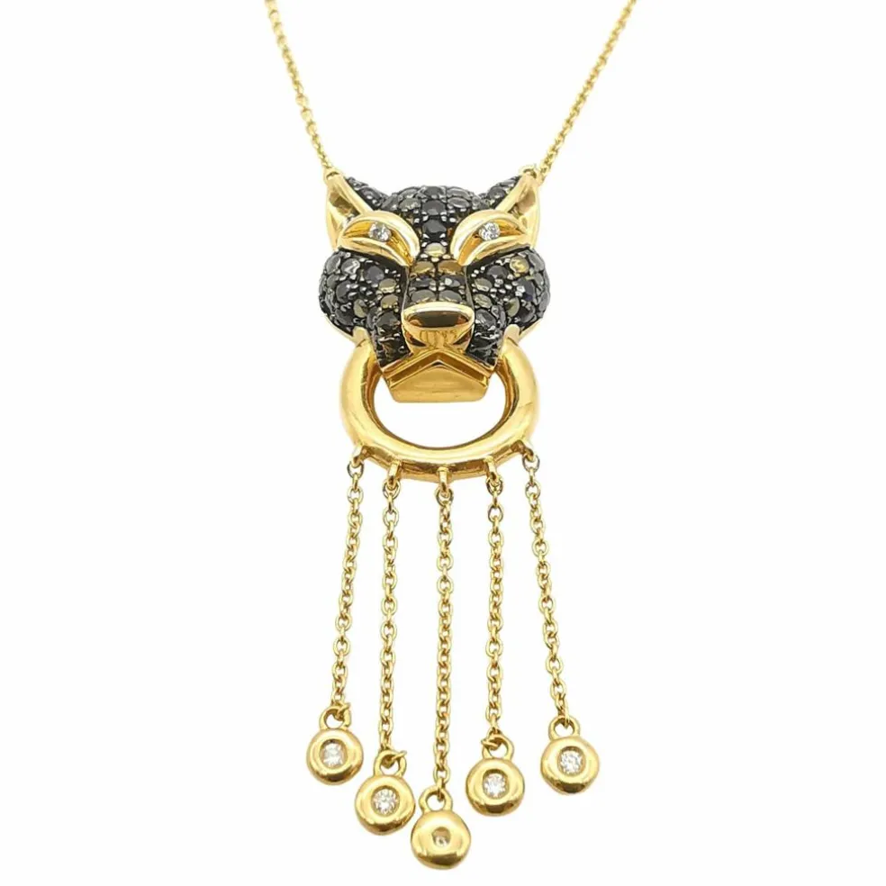 Collier or jaune saphir et diamants