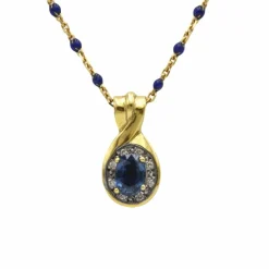 Collier or jaune saphir et diamants